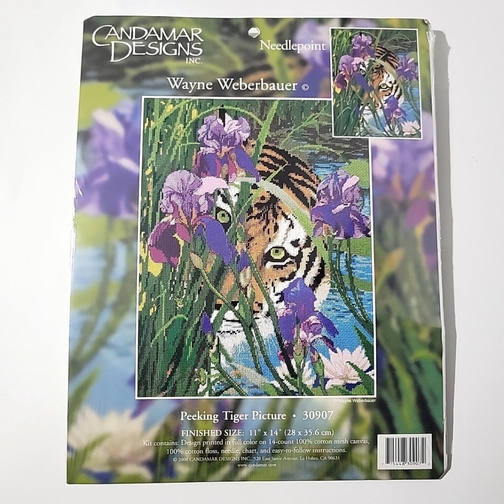 Candamar Designs Counted NeedlePiont Kit Peeking Tiger Picture 30907